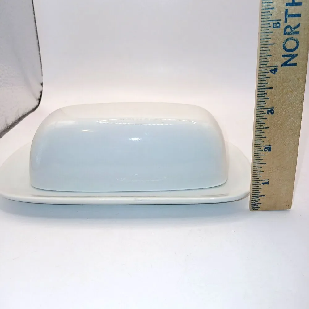 Pottery Barn Great White Covered Butter Dish Retired Plate & Lid